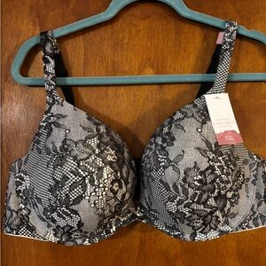 Cacique Black and White Lace Bra